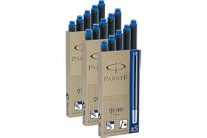Parker Cartouche d’encre Quink Lot de 5 pièces, 15 Patronen, bleu, 1