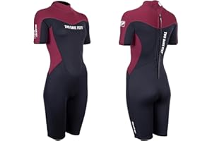 Two Bare Feet Womens Shorty Wetsuit 3/2mm Superstrech Neoprene Summer Ladies Surf Suit, Back Zip – Surfing, Paddleboarding, Open Water & Wild Swimming