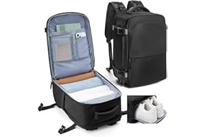 kibachev Sac a Dos Voyage Cabine Avion Homme/Femme, Sac a Dos Valise 40x30x20, Travel Backpack Avec Compartiment à Chaussures Et Poche Humide, Sac a Dos Ordi Portable Imperméable, Sac Travail