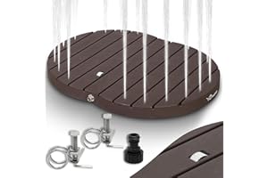 CCLIFE Gartendusche Aussendusche Bodendusche Outdoor, Außendusche Garten Dusche Mit Fußrad, Fontänenhöhe 4m, rutschfeste Wetterfest Braun, CushHom