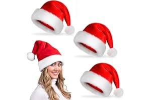 Aoiuenok Bonnet Noel Enfant, 3 Pièces Bonnet de Noel, Bonnet Noel，Bonnet Pere Noel｜Rouge Noël Chapeau,pour Unisexe Chapeaux de Noël Extra épaisses Fourrure Classique pour Le Nouvel an de Noël