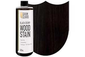 GRAIN GUARD Wood Stain Water Based | Black Ebony | 500ml | Interior Furniture Stain | Light & Dark Stains | Eco-Friendly & Non-Toxic Wood Dye | Easy Application | Quick Dry & Low Odour