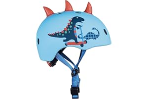 Micro | Casque Dinosaure 3D | Enfants | Finition Mate | Boucle Magnétique/Lumière LED intégrée | 2-5 Ans | Taille S