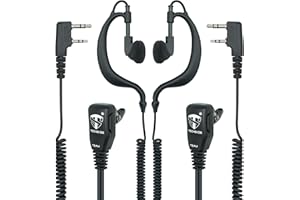 TechSide Microfono Auricolare Avvolgente cavi spiralati | Radio ricetrasmittenti | Compatibile con Kenwood 2 pin TI-F8+ Midland G10 G11V CT890 BaoFeng UV-82 UV5RA | Vigilanza Sicurezza SoftAir (2 Pz)