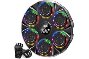 Domixo Music Boxing Machine, Smart Musical Punching Target with 9 Level Speeds and Modes, Wall Mounted USB Charging Punch Game Training Equipment, LED Light, Bluetooth Connection