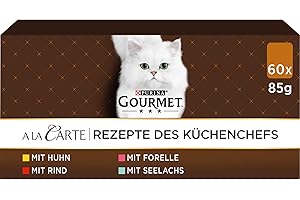 PURINA TIDY CATS PURINA GOURMET A la Carte Nourriture humide pour chat, mélange de variétés, paquet de 12 (12 x 4 sachets de 85 g)