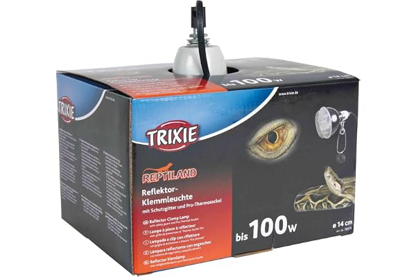 TRIXIE Lampe à pince renforçant le rayonnement UV-B pour terrariums avec grille de protection, 76070, 75 Watt, avec interrupteur, douille E27
