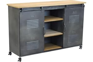 milani home Credenza in Metallo Ferro Industrial Mobile Madia per Arredamento Soggiorno, Sala da Pranzo, Salotto Industriale, Cm 116x40x77 H