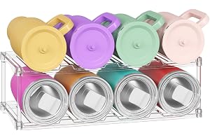 Lifewit Stapelbar organisatör i plast för vattenflaskor för skåp, frys, skafferi för köksbänk, kontor, 2 hyllor för 8 flaskor
