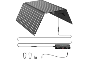 ECOSONIQUE TECHNOLOGY Ecosonique 30W Portable Solar Panel Charger, 3-Port DC19V, USB-A24W, USB-C20W with Detachable Power HUB, ETFE IP67 Waterproof Ultra-Light for iPhone Samsung Power Bank Power Station Camping Hiking