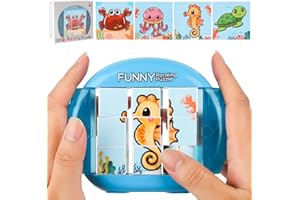 YAOZUP Juguete 4 en 1 Rompecabezas 3D Giratorio Montessori, 9 Piezas para Niños de 2 3 4 5 6 Años - Regalo Educativo (Vida Marina)