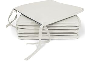 MANEMI Pack 6 Cojines para Silla 40x40x2cm - Cojín Decorativo con Textura de Bambú para Silla, Sofá o Comedor - Juego de Cojines de Asiento Estilo Rústico y Transpirable con Cintas de Sujeción,