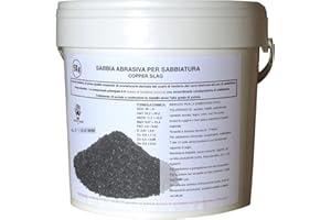 LordsWorld - Scorie di Rame Polen - Sabbia per Sabbiatrice, 6-7 Mohs - Riutilizzabile 6 Volte, Ideale per Alluminio, Legno e Rimozione Ruggine, Carrozzerie, Edilizia e Sverniciatore (5Kg, 0.2-1.4 Mm)