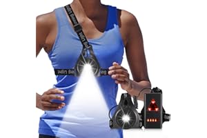 JIZZU Lampe de Poitrine Rechargeable, 3 Modes Lampe de Course à Pied, Réglable 90 Angle lampe de course à LED pour Lumiere Running, la course, le jogging, le camping, Sports Extérieur