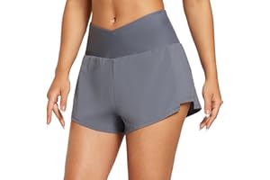 BALEAF Damskie szorty kąpielowe, z kontrolą brzucha, UPF50+, szybkoschnące, wysoka talia, spodenki do pływania z kieszeniami