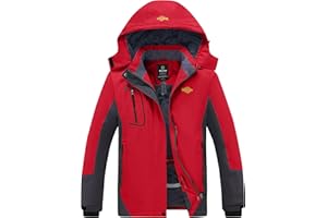 Wantdo Chaqueta de Esquí Cálida para Mujer con Forro Polar Chaqueta de Snowboard Impermeable con Capucha Abrigo de Montaña Impermeable Antiviento Mujer
