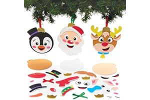 Baker Ross FX383 Christmas Character Bauble Decoration Kit - Pack of 8, Kids Christmas Craft Kit, Foam Arts and Crafts Decorations