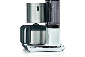 BOSCH HAUSGERÄTE Bosch TKA8A681 Styline - Cafetera de filtro, jarra térmica, ajuste automático, tiempo de preparación, depósito de agua extraíble (1 L), 1100 W, color blanco