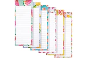 Juvale Best Paper Greetings - Blocchetti magnetici per liste della spesa, per prendere appunti, 6 motivi colorati di frutta, 8,9 x 22,9 cm, 60 fogli per blocco