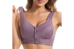 HLYLDL Frauen BHS mit Knopfverschluss Bequeme Spitze Wireless Nahtloser Komfort nach chirurgischer Mastektomie BH in Übergröße