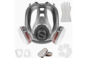 Sosvulix Cubierta de máscara completa reutilizable profesional con gafas de protección - Equipado con 2 filtros y 20 filtros de algodón para artesanos, bricolaje, aerosol de pintura y pesticidas, etc