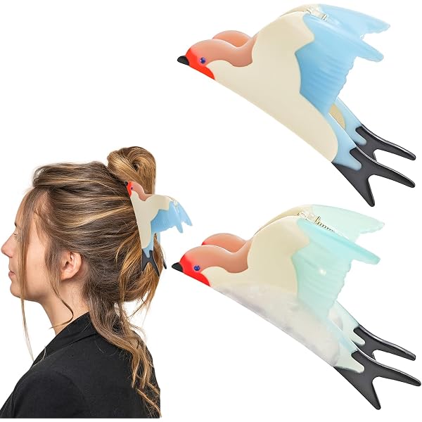 2er Set Vogelförmige Haarspangen Aus Acetat – Süße Klauenclips Für Dünnes Haar, Perfekt Für Täglichen Stil