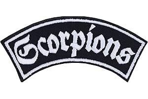 EXPRESS-STICKEREI Écusson Thermocollant "SCORPION" | Patch Biker | Sticker à coudre/à repasser | Applique pour les fans de Scorpions | Jeans, veste en jean, gilet, extérieur, festival | 90x40mm