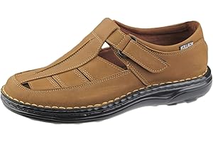 KATTE Mens Sandals Nubuck Leather Sandals Men Closed Toe Walking Sandals for Men Outdoor Comfortable Sandals Mens Leather Sandals Casual Beach Summer Walking Shoes