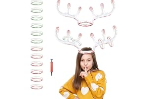 KATOOM 2 Sets Christmas Party Toss Games for Family Inflatable Reindeer Antler Hat Game with 12 Rings Christmas Xmas Party Santa Gifts Eve Box Fillers for Kids Adults