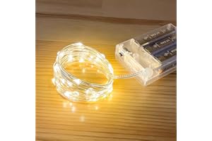 ‎LEECOCO LEECOCO LED Lichterkette mit Batterie, 5m 50 Warmweiße Micro LEDs, Kupferdraht Lichter für Innen & Außen, Weihnachtsdeko, Party, Hochzeit, Schlafzimmer(Warmweiß, 5m)