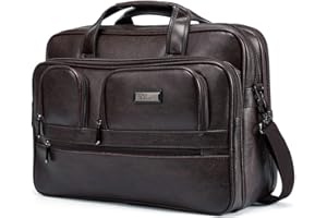 CLUCI Leather Briefcase for Men Large Capacity 15.6 Inch Laptop Business Travel Shoulder Bag
