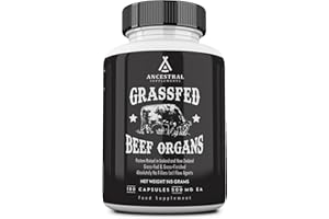 Ancestral Supplements Grass Fed Beef Organ Supplement, Supports Whole Body Wellness with Proprietary Blend of Liver, Heart, Kidney, Pancreas, Spleen, Freeze-Dried Beef, Non-GMO, 180 Capsules