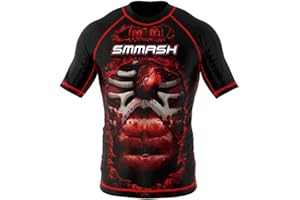SMMASH Kurzarmes Rashguard für Herren, Funktionsshirt MMA BJJ Kickboxen Thai Box Cross-Training Fitness, Atmungsaktives T-Shirt, Professionelle Sportbekleidung für Männer mit silbernen Ionen-Fasern