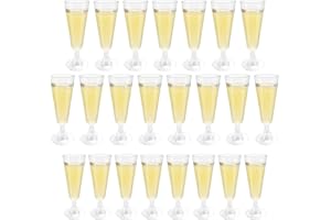 YAKLEE Verres à Champagne en Plastique, 25 Pièces 150ml Flûtes à Champagne Réutilisables, Coupe de Champagne Transparent, Gobelets à Vin Modernes pour Mariages Anniversaires Fêtes