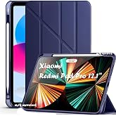 M.TK moveteck Xiaomi Poco Pad 12.1 / Redmi Pad Pro Kılıf Kalem B&ouml;lmeli Standlı Akıllı Uyku Modlu Yumuşak Silikon, lacivert, T