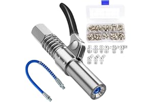 HIMOMO Raccord De Pistolet à Graisse,Embout Pompe a Graisse,avec Double Poignée, avec M6 M8 M10 Graisseur a Visser Et Tuyau De 30 Cm Pompe à Graisse pour Types De Presses à Graisse