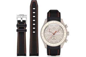 BONACE Cinturino per Swatch Omega, cinturino curvo in silicone compatibile con orologio Omega X Swatch 20 mm, Omega Swatch Moonswatch Speedmaster, cinturino di ricambio senza spazi vuoti, da uomo e