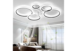 YUNZI Moderno Ventilatore da soffitto con illuminazione con telecomando, LED 72W Dimmerabile Ventilatore a soffitto, Lampada per Soggiorno Camera da letto Cucina, 6 velocità, Nero 100cm