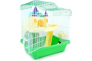 BPS BUENA PET SHOP BPS® - Gabbia per criceto con scala, tunnel e casetta, invio casuale, 28 x 21 x 31 cm, mod. BPS-1340