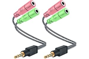 MillSO Adapter do słuchawek 3,5 mm 2 sztuki kabla audio jack Y (męski 3,5 mm na 2 x żeńskie 3,5 mm, nie na 2 słuchawki) do zestawu słuchawkowego do gier, smartfonów i laptopów - 20 cm