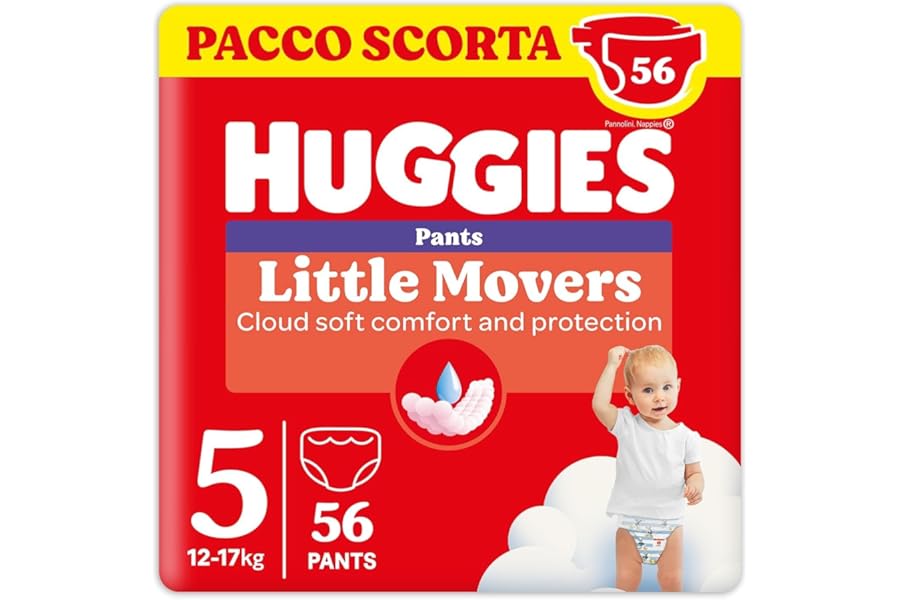 Huggies Little Movers Panties Size 5 (12-17kg) Ultra Absorbent Full Protection 56 Pack