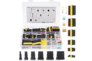 HSEAMALL Wasserdicht Schnellverbinder, Kabel Steckverbinder Stecker,1/2/3/4/5/6 Stift mit Kfz-Flachsicherungen 240 Pieces