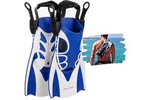 Khroom® Palmes Courtes réglables avec Sac à Palmes à Suspendre Taille 34-45 | avec Talonnette Souple | Palmes Courtes de Natation pour Adultes Femmes & Hommes | Palmes de plongée