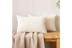 EMEMA Kordsamt Kissenbezug Granulat Dekorative Sofakissen Dekokissen Kissenbezüge Couchkissen Kissenhülle Weich Kissen Bezug Zierkissen für Sofa Couch Wohnzimmer 2er Set 40x60 cm Beige