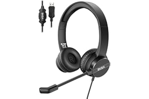 EKSA H12E Auriculares Micrófono PC Auriculares Telefono USB Cancelación de Ruido & Sonido estéreo Claro Cascos Business para PC, Ordenador Portátil o Videoconsola
