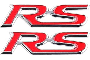 WEISI RS Emblem Racing Car Truck Door Body Boot Self-Adhesive Sticker for Car Sports Decoration Accessories (Red)
