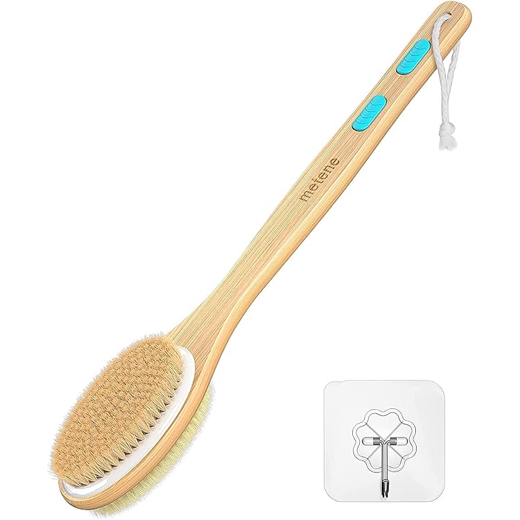 Backski Duschbürste Mit Langem Griff – Weiche & Steife Borsten, Peeling & Rückenschrubber, 43 Cm