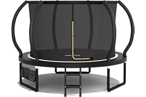 Devoko Cama Elástica Exterior para Niños Ø 228/305/366/427 cm, Trampolín Exterior de Jardín Calabaza Certificado GS con Red Seguridad, Escalera, Capacidad 150 kg