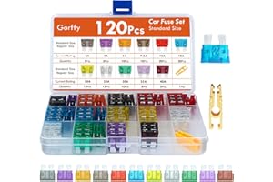 Gorffy Auto Sicherungen kfz Sicherung Set, 120Pcs Standard kfz Sicherungen +1 Sicherungszieher 2A 3A 5A 7.5A 10A 15A 20A 25A 30A 35A 40A Flachsicherungen Autosicherung für PKW/LKW und Mehr
