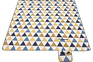 ‎SONGMICS SONGMICS Picknickdecke, 200 x 200 cm, groß, Campingdecke, für Park, Garten, Strand, wasserdicht, faltbar, gelbe und Blaue Dreiecke GCM76S